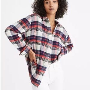 Madewell oversized ex-boyfriend shirt in baker plaid cotton flannel small